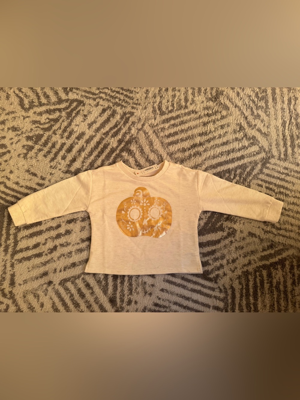 Gymboree Cream Long-Sleeve Kids Top with copper Pumpkin Graphic